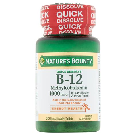 Nature S Bounty B 12 Methylcobalamin 1000 Mcg Quick Dissolve Tablet 60