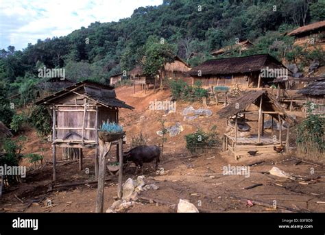 A Rustic Hmong Village Called Ban Phakeo Set On A Mountainside In Xieng