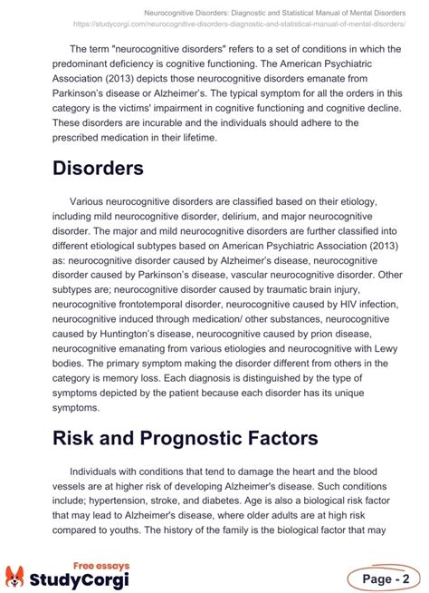 Neurocognitive Disorders Diagnostic And Statistical Manual Of Mental