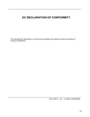 Fillable Online The Following EC Declaration Of Conformity Exemplifies