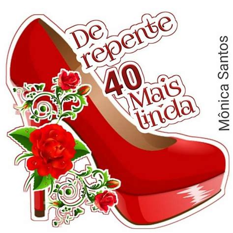 A Red High Heeled Shoe With Flowers On The Side And Words De Repente 40