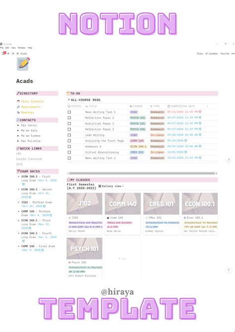 Notion Class Schedule Template Ratingssaad