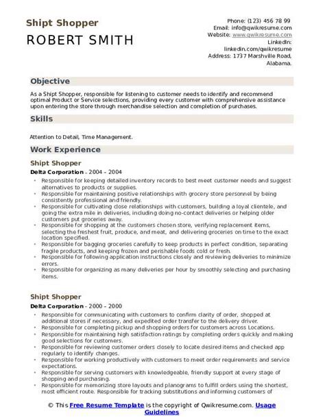 10 Shipt Shopper Resume Samples And Templates For 2025