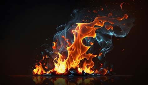 Premium Photo | A fire and flames are shown on a black background.