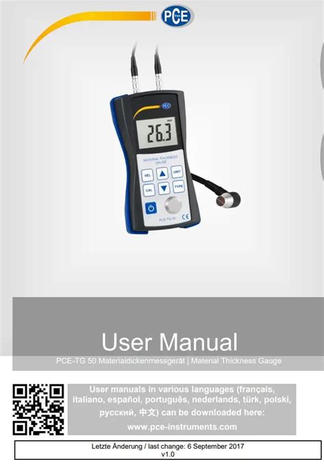 Pce Tg Material Thickness Gauge User Manual