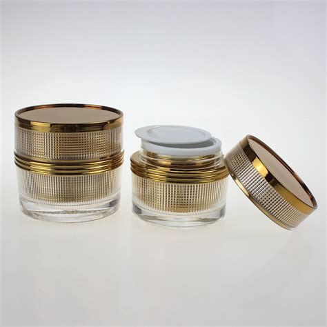 Luxury Cosmetic Container Golden Acrylic Lotion Bottle And Platic Jar