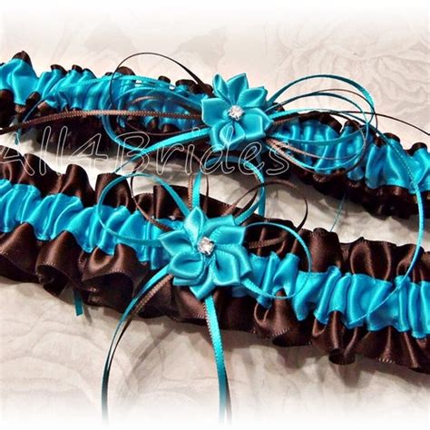 Deep Purple And Turquoise Wedding Leg Garter Set Bridal Etsy