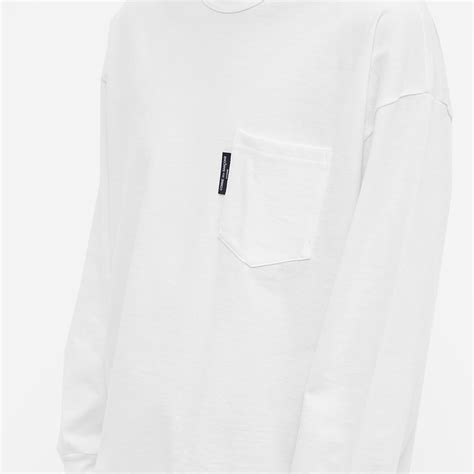 Comme Des Garçons Homme Checked Hem Long Sleeve Pocket T Shirt White End Global