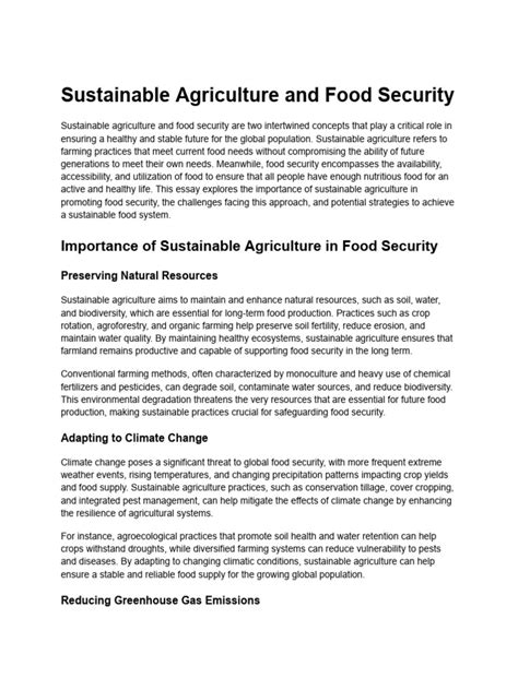 Sustainable Agriculture And Food Security Pdf