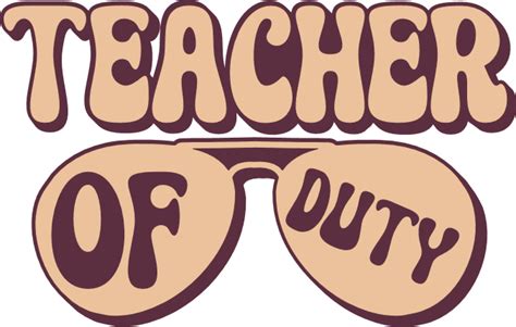 Teacher Of Duty Sunglasses Groovy Text Teacher Life Free Svg File For Members Svg Heart