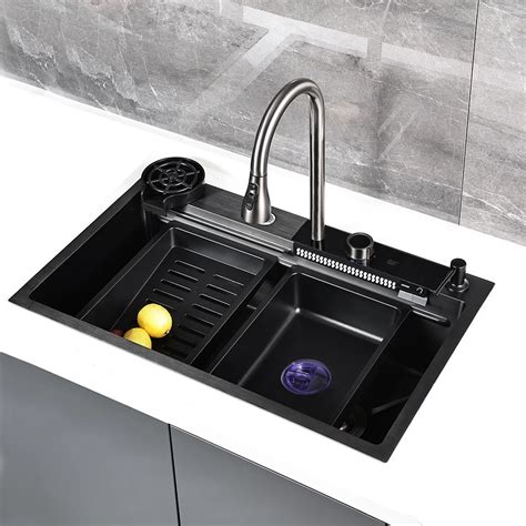 Kitchen Sink Flying Rain Waterfall Integrated Stainless Steel Pull