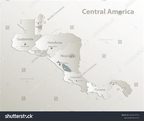 Central America Map Capitals States Card Stock Vector (Royalty Free ...