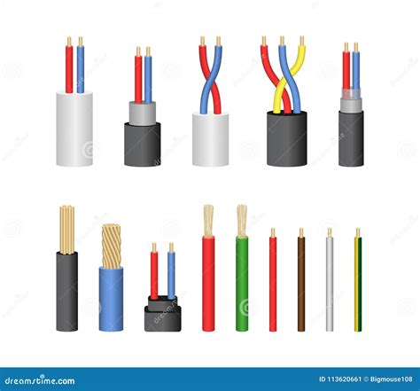 Electrical Cable Wires, Different Amperage And Colors. Vector ...