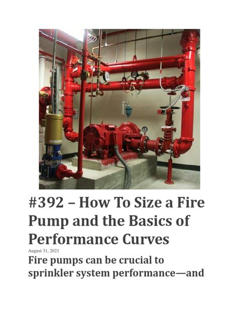 Sizing Fire Pumps And Understanding Performance Curves A Guide To