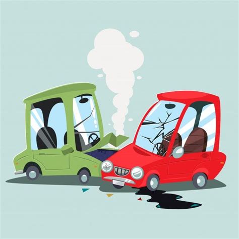 Accidente Automovilistico Vector Ilustración De Dibujos Animados De Un Accidente Dos Vehículos