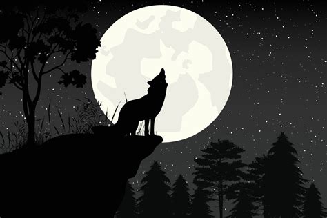 cute and moon wolf silhouette illustration graphic 23167873 Vector Art at Vecteezy