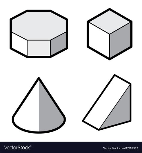 Set of basic geometric shapes solids Royalty Free Vector