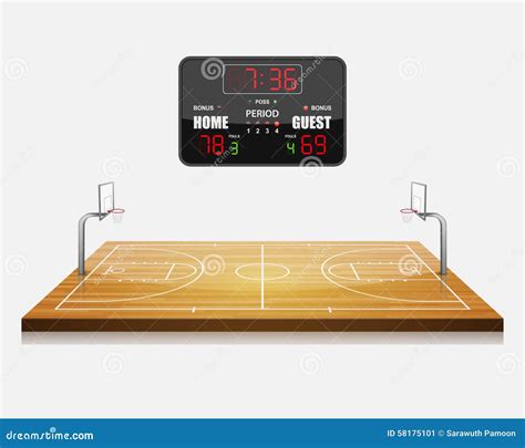 Basketball Field With A Scoreboard Stock Vector Illustration Of