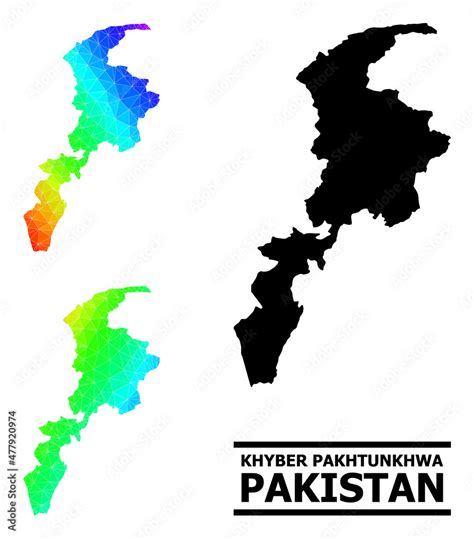 Vector Low Poly Spectral Colored Map Of Khyber Pakhtunkhwa Province