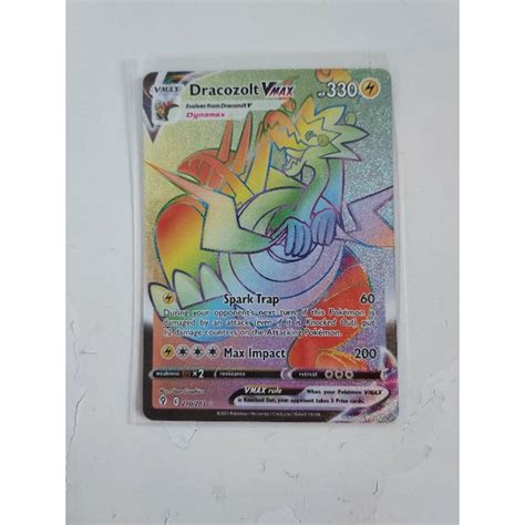 Pokemon Dracozolt Vmax Hyper Rare Rainbow Evolving Skies Card Shopee