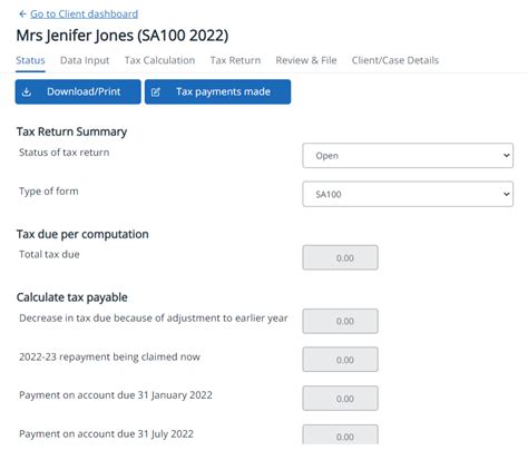 View Self Assessment Tax Returns Sa100