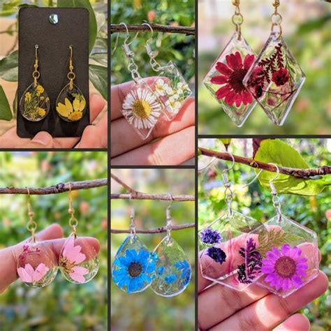 Flower Resin Jewelry Etsy