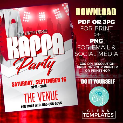 Kappa Fraternity Party Flyer Template Edit Online 5x7 Digital