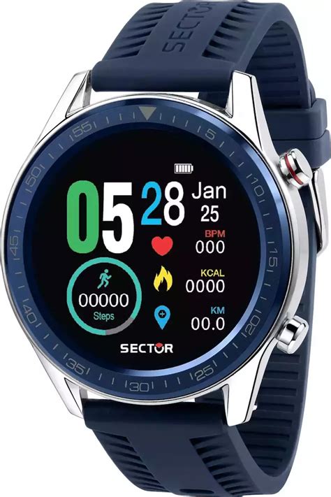 Sector S 02 46mm Smartwatch με Παλμογράφο Blue Silicone Strap