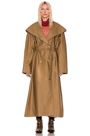 The Row Augusta Hooded Cotton Blend Poplin Trench Coat In Taupe Modesens