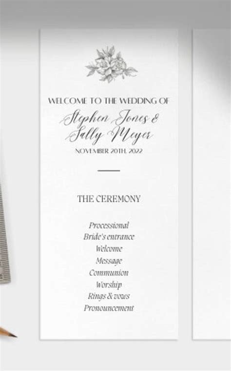 Elegant Wedding Program Template - Etsy