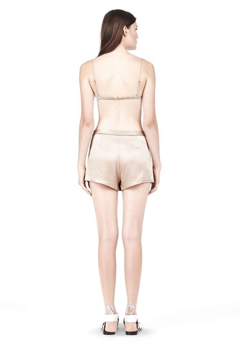 Alexander Wang Silk Satin Triangle Bra In Natural Lyst