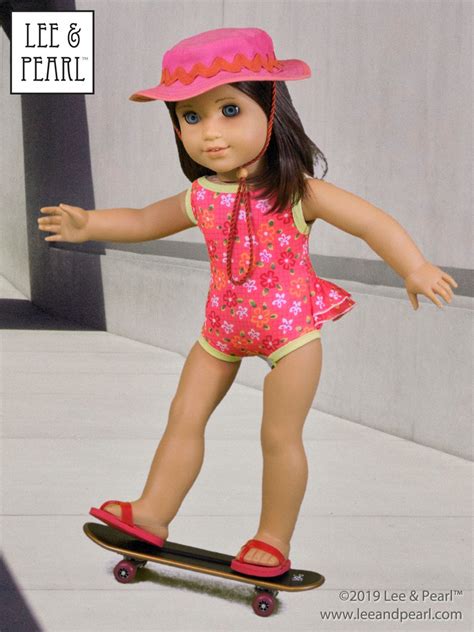 L P Retro Ruffled Swimsuit And High Waisted Bikini Pattern For Inch American Girl Dolls