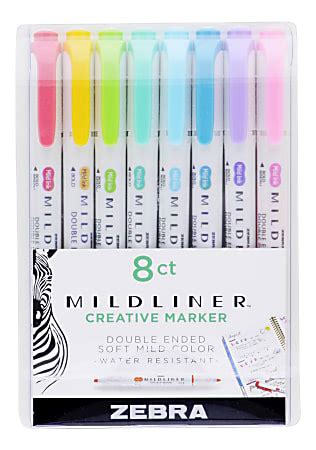 Zebra Pen MILDLINER Double Ended Creative Markers Pack Of 8 ChiselFine