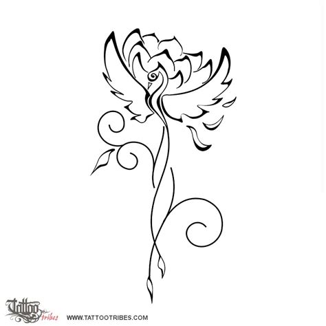 Stunning Phoenix and Lotus Tattoo Design