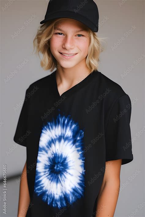 Image Of A Head Shot Of A Cute White Caucasian Year Old Skater Boy With Long Blonde Hair He