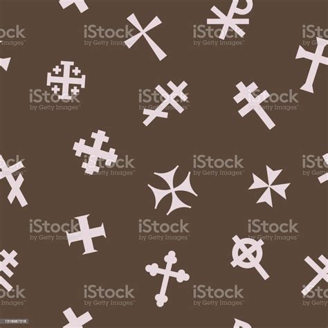 Seamless Pattern With Variants Of Christian Cross Stock Illustration