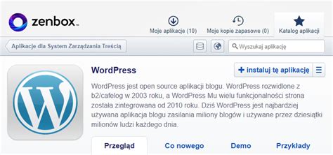 Instalacja Wordpressa Zenbox