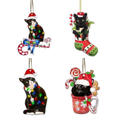 Black Cat Christmas Tree Hanging Ornament Cat Lovers Xmas 2022 Decor Sale L0e4 Ebay