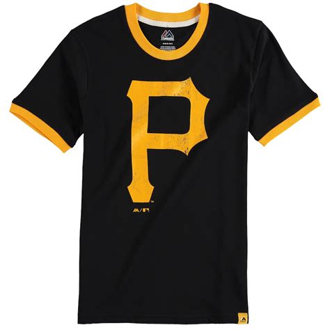 Youth Pittsburgh Pirates Majestic Black Baseball Stripes Ring T-Shirt