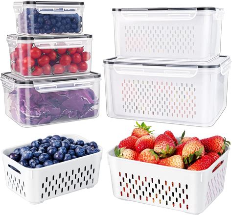 Pcs Large Fruit Containers For Fridge Leakproof Food Storage