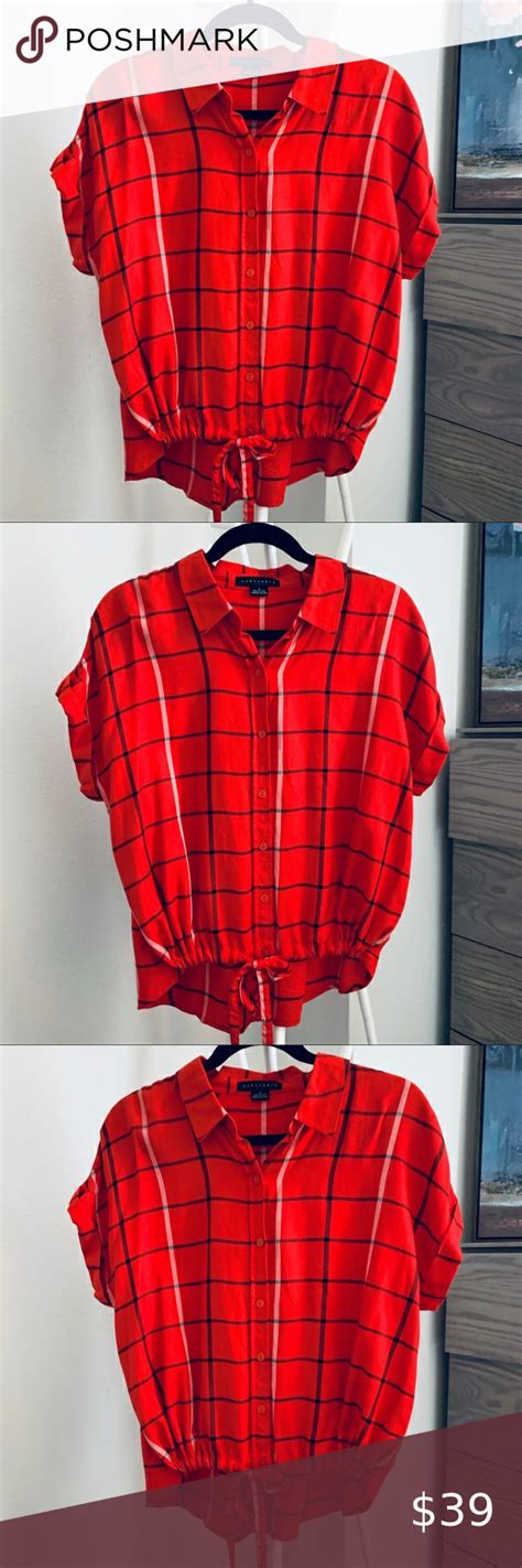 Sanctuary Red Plaid Top Crop In Front W🎀 Sanctuary Super Cute Red