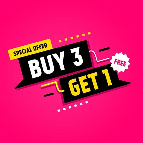 Buy 3 Get 1 Free Banner Design Special Offer Sale Banner Design Flat