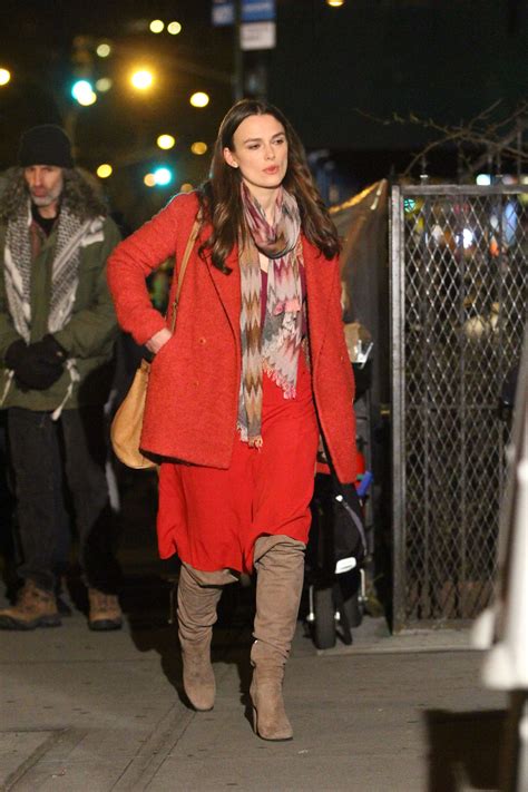 Keira Knightley in Red Coat Filming Collateral Beauty -14 | GotCeleb