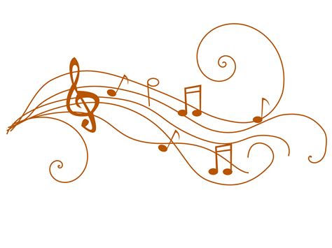 Beautiful Brown Drawing Of The Music Notes And Curves At White