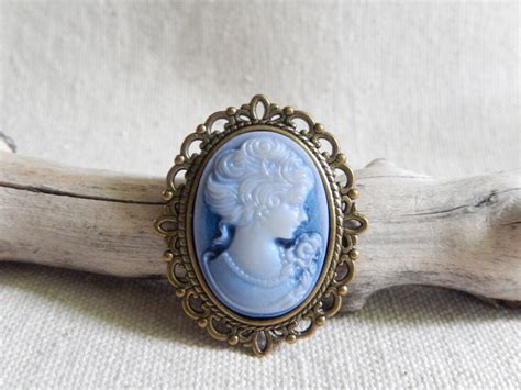 Blue Cameo Broochsilhouette Broochesvictorian Inspired Etsy