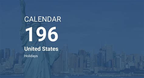 Year 196 Calendar – United States