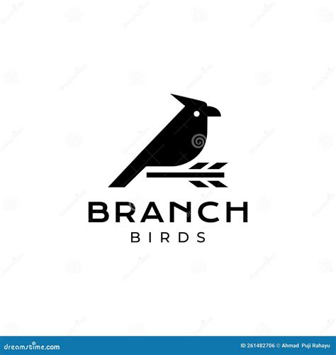 Finch Bird on Twig Modern Minimal Logo Design Vector Stock Vector