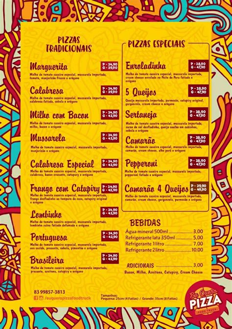 Menu Em Eu Quero Pizza Restaurante Cabedelo R Da Enseada