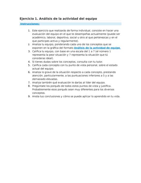 Act Direccion Y Liderazgo Ejercicio An Lisis De La Actividad Del