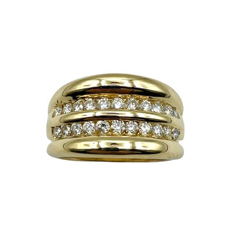 Bague En Or Jaune 18 Cts Avec 0 7 Cts De Diamants Brillants G VS